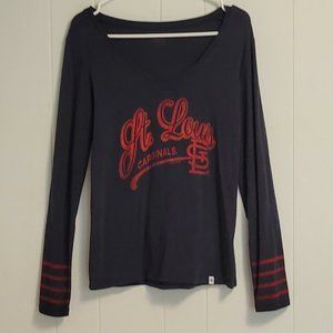 MLB Fans! '47 Brand St. Louis Cardinals navy & red v-neck long sleeve tee. Sz: M